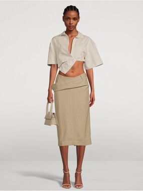 SOURCE UNKNOWN - ANOTHER AVENUE LINEN BLEND SET Cream Midi Skirt